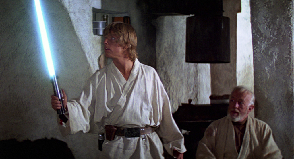 Luke Skywalker in training. From the movie Star Wars.